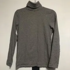 無印良品 起毛フライス編みタートルネック長袖Ｔシャツ ボーダー Mサイズ