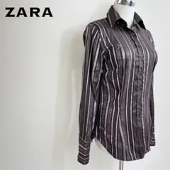ZARA BASIC ザラベーシック ブラウンストライプ ブラウス