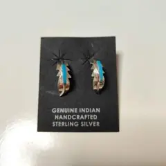 新品★インディアンジュエリーフェザーピアス シルバー銀ターコイズトルコ石