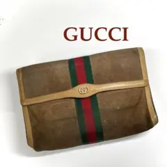 GUCCI クラッチバッグ シェリーライン スエード レザー コンパクト ポーチ GUCCI クラッチバッグ シェリーライン スエード レザー コンパクト