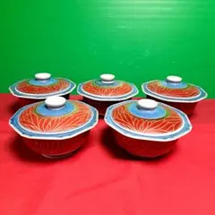 オールドノリタケ　赤地白菊　蓋付き　夫婦茶碗　希少　5個セット オールドノリタケ 赤地白菊 蓋付き 夫婦茶碗 希少 5個セット - メルカリ