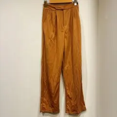 レディース ワイドパンツ 2タック ビッグサイズ XXL 橙 ポリエステル 休日