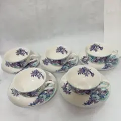 陶器製ティーカップ・ソーサー 5個セット