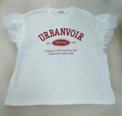 しまむら☆ロゴ フリル袖 Tシャツ ホワイト LL