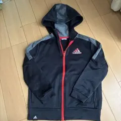 adidas キッズ ジップアップパーカー ブラック