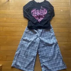 Lovetoxic ハートプリント長袖Tシャツとチェックパンツセット M