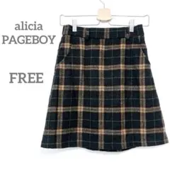 アリシアページボーイ　ミニスカート　フリー　ブラウン系　チェック柄　可愛い　人気