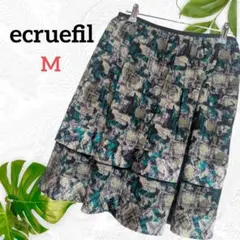 ♥ecruefil　ひざ丈スカート　２段フリル　M グリーン