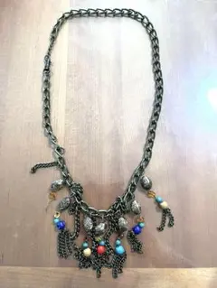 ボヘミアンスタイル ネックレス オリーブグリーン