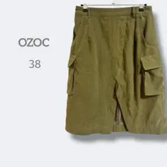 2457オゾック【M】オリーブカーゴスカート バックジップ付き　スエード