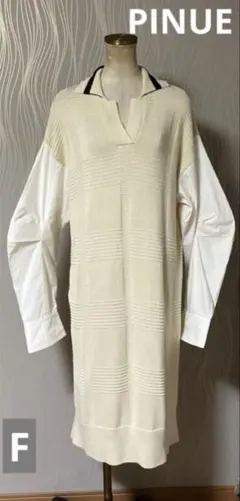 美品】PINUE シャツスリーブVネックニットワンピース ピヌエ M 黒