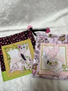 最終お値下げ-ロラライハリス　ハンドメイド巾着袋2個セット　11-13