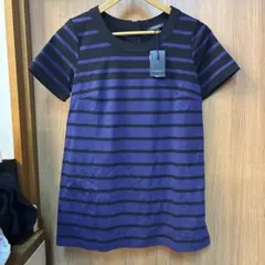 新品BURBERRY ネイビーと黒のストライプチュニック Tシャツ 半袖