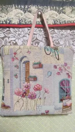 クリスマスセールパリの小径柄ゴブラン織ミニトートバッグ