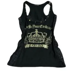 ꒰ঌ໒꒱平成ギャル　クラウンラインストーンタンクトップ　y2k