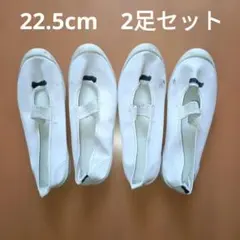 【2足セット】上履き スクールシューズ 白 22.5cm 記名あり