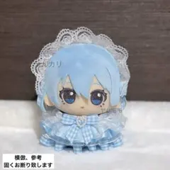 ぬい服 ギンガムチェックフリルドレス ヘッドドレスセット ソーダブルーのサムネイル