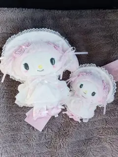 マイメロディ　ホワイトフリルデザインシリーズ　ぬいぐるみ　マスコットホルダー