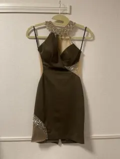 AngelR/エンジェルアール ビジュー付き キャバドレス Sサイズ カーキ