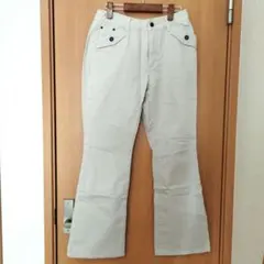 ニッセン ブーツカット デニムパンツ ライトグレー W67