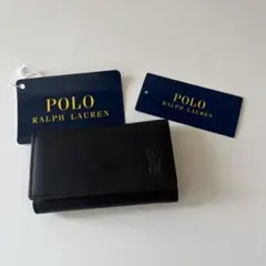 新品　ラルフローレン キーケース 5連　レザー　ブラック　牛革　難あり