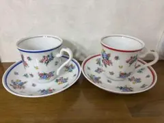 ケンゾーKENZO花柄カップ・ソーサーセット（青・赤）