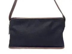 オールドコーチ　COACH ショルダーバッグ　キャンバス　レザー　ブラックx茶