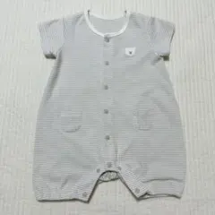 アカチャンホンポ ストライプ柄クマ刺繍ロンパース 80サイズ
