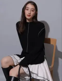 リランドチュール 配色ラインシャツドッキングチュニックワンピース　サイズ1