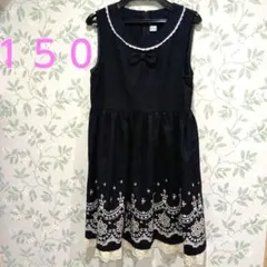 刺繍　フォーマル　ノースリーブワンピース ネイビー