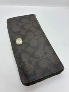 Coach ロゴ入りブラウンレザー長財布　コーチ