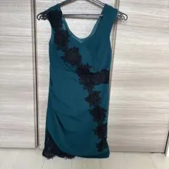 【週末限定値下げ！】ダークグリーン レース装飾 タイトドレス