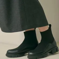 ニットレザーライクブーツ 撥水/晴雨兼用