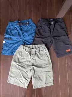 GLAZOS 、ユニクロの半ズボン3点のセット160サイズ 青・黒・緑