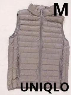 【美品】UNIQLOユニクロ　グレー ダウンベスト Mサイズ　メンズ