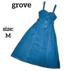 グローブ デニム キャミワンピース ロング丈 ジャンパースカート カジュアル