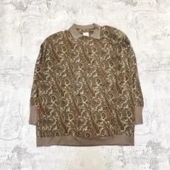 00s vintage シルク100%シャツ 総柄 ペイズリー 古着女子 レトロ