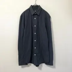 ◉H&M EASY IRON メンズシャツ 黒×ドット 長袖 ボタンアップ S