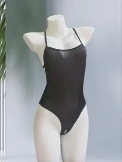 バックオープン水着レディース黒ハイレグ4XL