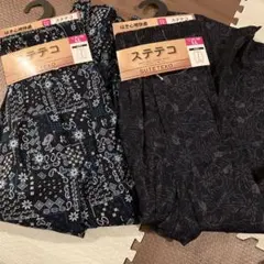 ステテコ LLサイズ 黒と青の花柄