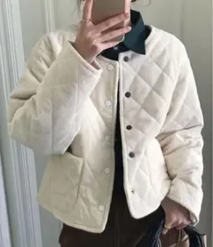 アイボリー コーデュロイ キルティングジャケット