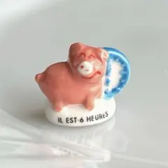 新品　フランス　フェーブ　6時担当　豚さん　時計　動物