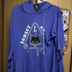 【最終値下げ‼️】リッスンフレーバー 猫プリント パーカー フリーサイズ ブルーのサムネイル