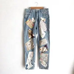 ZARA PREMIUM デニム パッチワークデザイン ブルー ダメージ加工