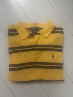 POLO ラルフローレン イエロー×ネイビー　ロゴ入り ポロシャツ