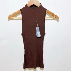 【新品】Larena(M)薄手 リブ ニット タンクトップ ブラウン