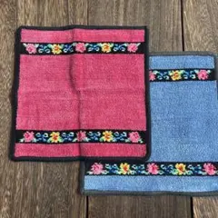 新品ハートLAKE ALSTER ♡花柄刺繍タオルハンカチ2枚セット
