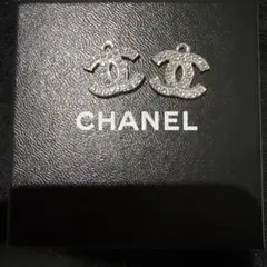 CHANEL ダブルCロゴストーン装飾チャーム シルバー2個セット