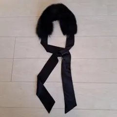 ファーティペット★つけ襟★黒★サテンリボン付き★結婚式★パーティー★マフラー