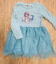 エルサ　スパンコールチュール付きワンピ　水色　アナ雪　120サイズ